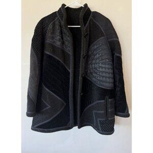 Vintage Koos Van Den Akker Women’s Patchwork Art To Wear Coat Medium M Black